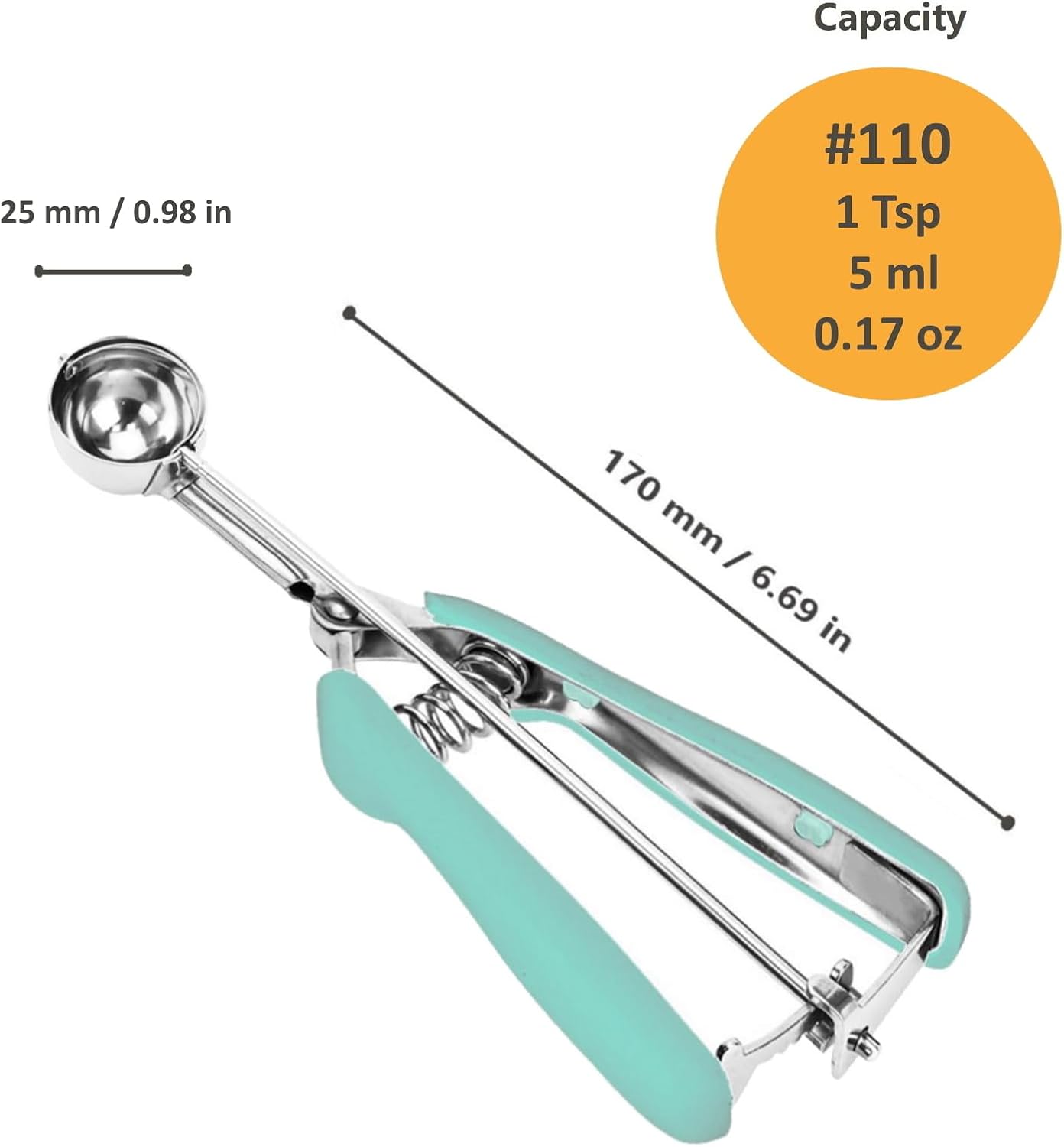 Cookie Scoop, Ice Cream Scoop, 1Tbsp/15 ml/0.5oz Cookie Scoops for Baking, 18/8 Stainless Steel Cookie Scooper for Baking, Ice Cream Scooper with Trigger Release, Cookie Dough Scoop with Non-slip Grip