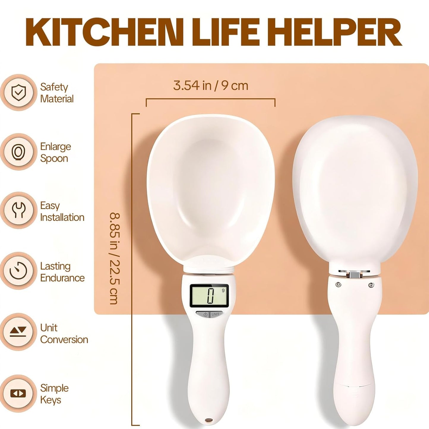 2026 New Digital Measuring Spoon, Electronic Food Scale with LCD Display, Adjustable Smart Spoon for Kitchen, Accurate Gram Ounce Scale for Home Cooks Bakers Chefs Pet Owners (1Pcs)