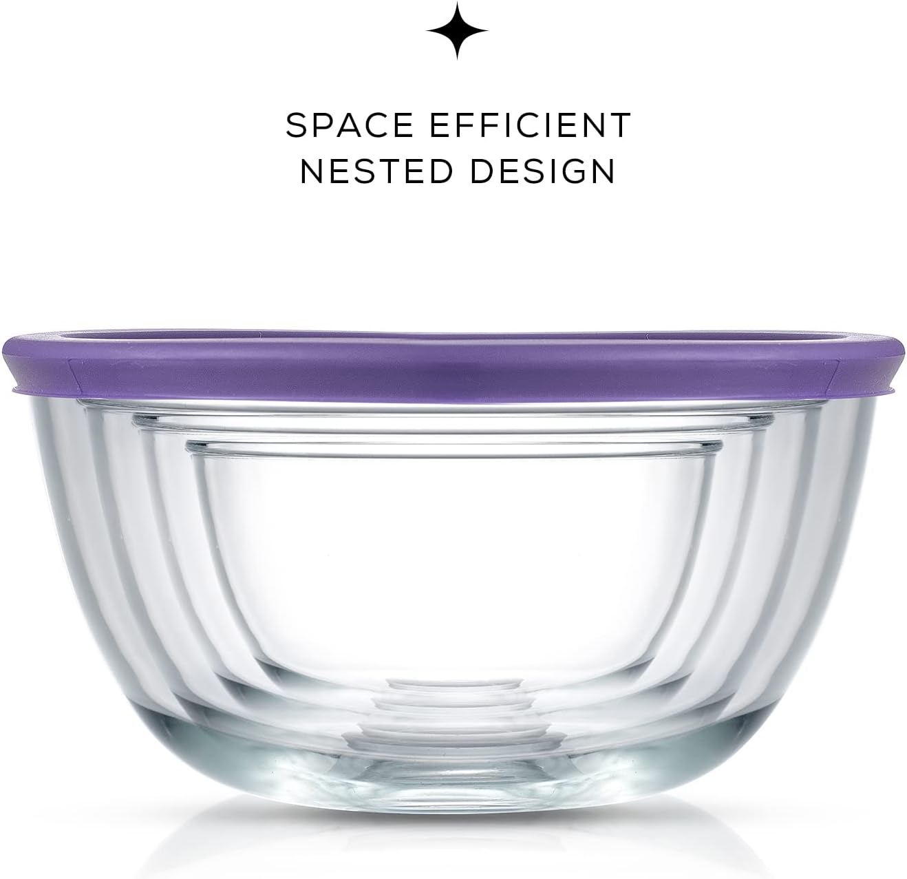JoyJolt Kitchen Mixing Bowls - 8pc Glass with Lids Set – Neat Nesting Large Bowl Batter Cooking Storage and Big Salad BPA-Free Red