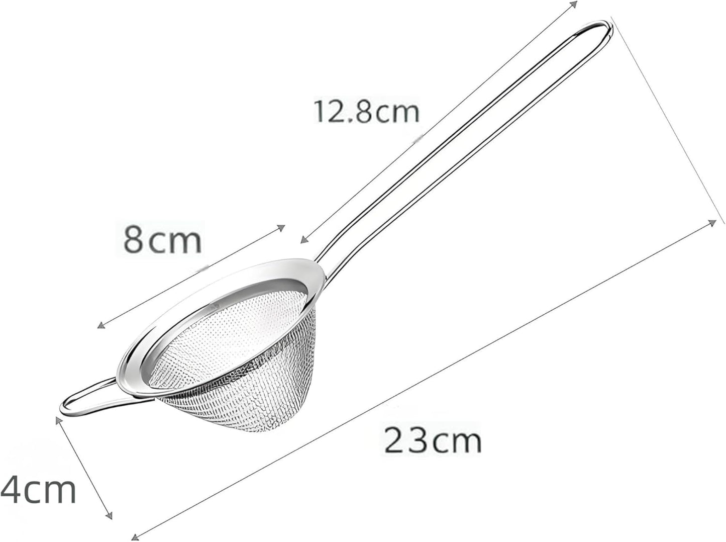 3-Piece Stainless Steel Fine Mesh Strainer Set - Conical Tea & Cocktail Filter for Loose Leaf, Food, Bar Use - Ergonomic Durable Kitchen Colander Tool