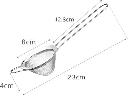 3-Piece Stainless Steel Fine Mesh Strainer Set - Conical Tea & Cocktail Filter for Loose Leaf, Food, Bar Use - Ergonomic Durable Kitchen Colander Tool