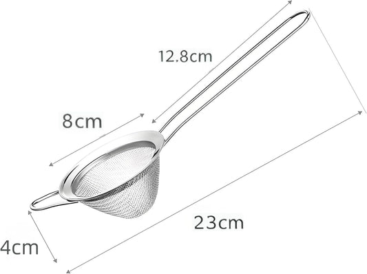 3-Piece Stainless Steel Fine Mesh Strainer Set - Conical Tea & Cocktail Filter for Loose Leaf, Food, Bar Use - Ergonomic Durable Kitchen Colander Tool