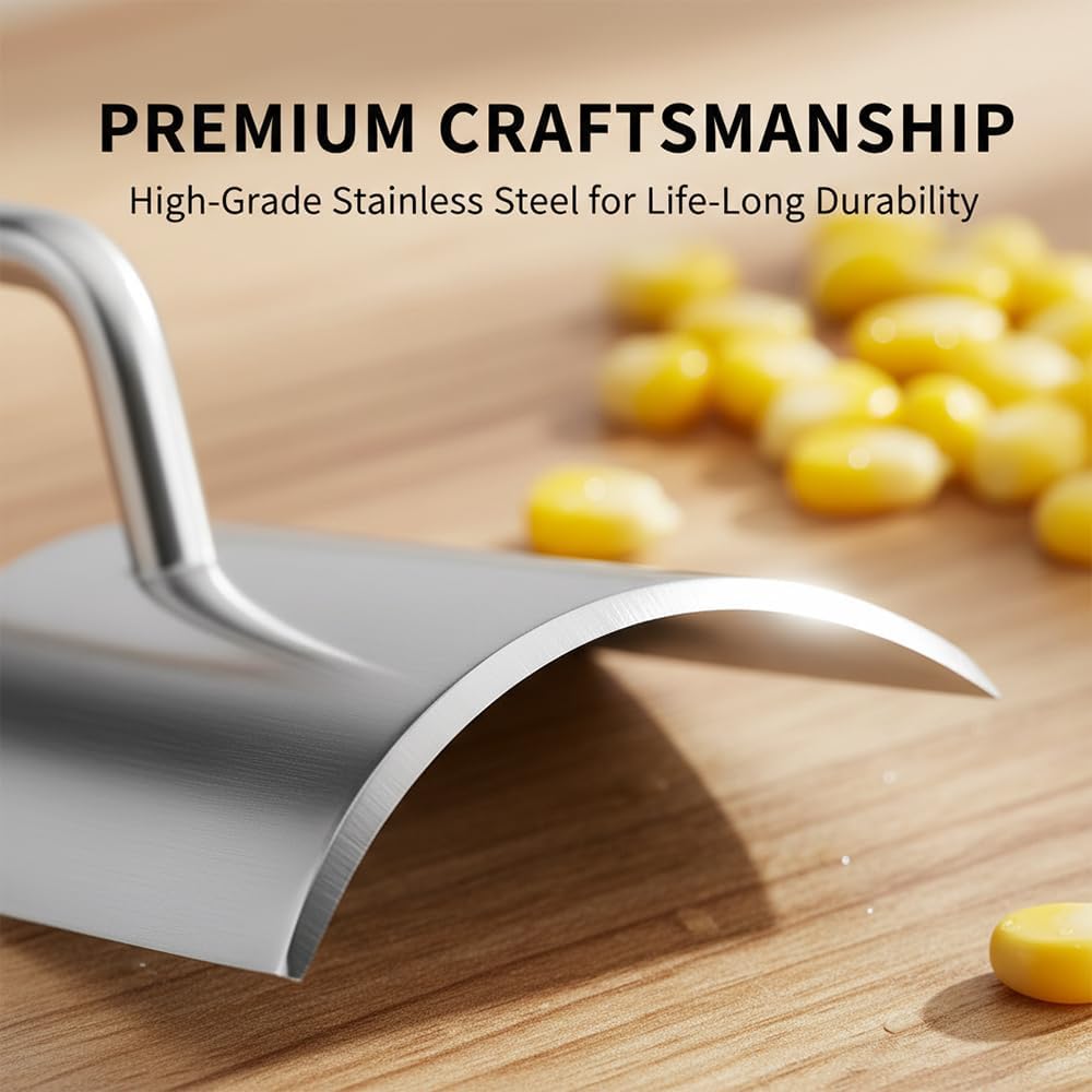 Corn Peeler for Corn on The Cob: Stainless Steel Corns Stripper Tool with Long Handle - Quick Corns Cutter for Kitchen, BBQ, Salad & Meal Prep (1)