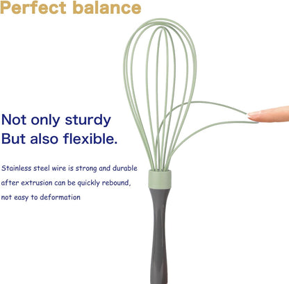OYV Dishwasher Safe Whisk, Professional Whisks for Cooking Non-Scratch, Stainless Steel & Silicone Wisk, Plastic Rubber Whisk Tool for Nonstick Cookware Pans, Heat Resistant,12-Inch, Grey