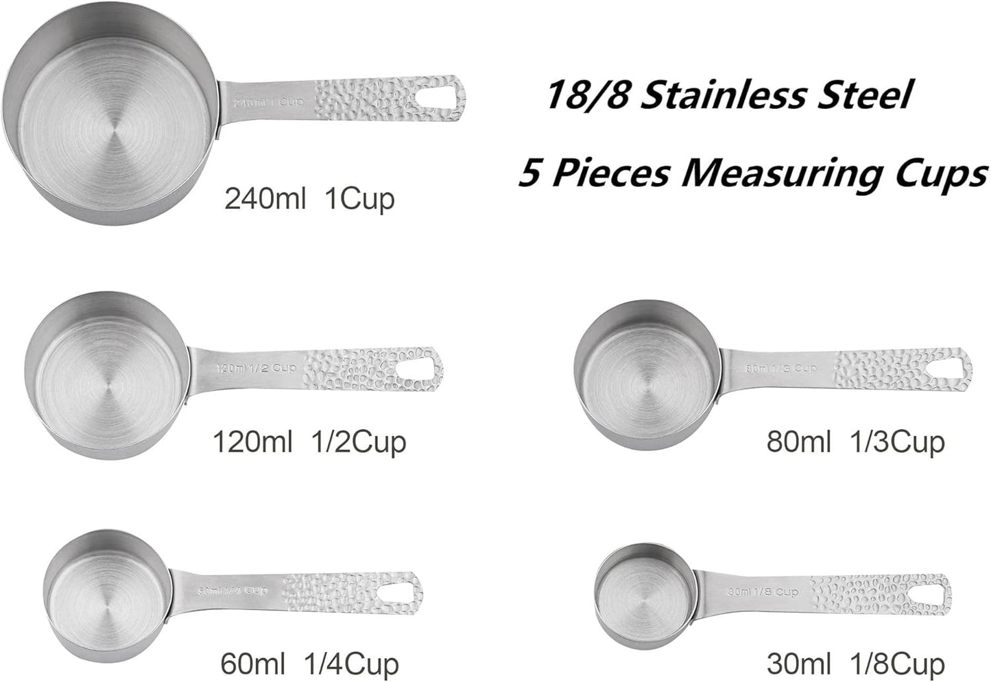 Measuring Spoons Set, 18/8 Stainless Steel Measuring Spoons Set for Dry&Liquid, Metal Metric & US Measuring Spoon with 1 Leveler and Locking Ring for Kitchen & Baking