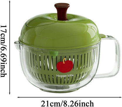 Fruit Washer Spinner Bowl - Hand Cranked Cleaning Container With Strainer Basket, Multi Function Produce Rinse Tool | Salad Berry Lettuce Home Kitchen Farmhouse Camping Picnic Travel Usage