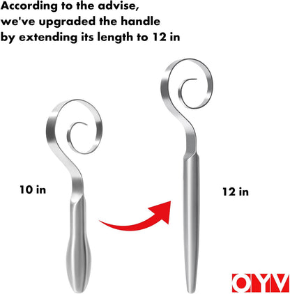 OYV Seamless Dough Whisk, 18/10 Stainless Steel Danish Dough Wisk, 9" Bread Whisk for Sourdough, Cookies, Pizza, Pastry, Dishwasher Safe Dough Hook