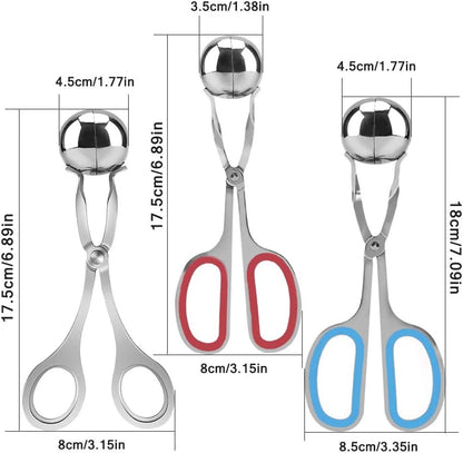 3 Pcs Stainless Steel Meat Ballers, AIFUDA Nonstick Meatball Scoop Ball Maker Ice Tongs for Cake Pop, Ice Cream Scoop, Fruit, Cookie Dough, Melon