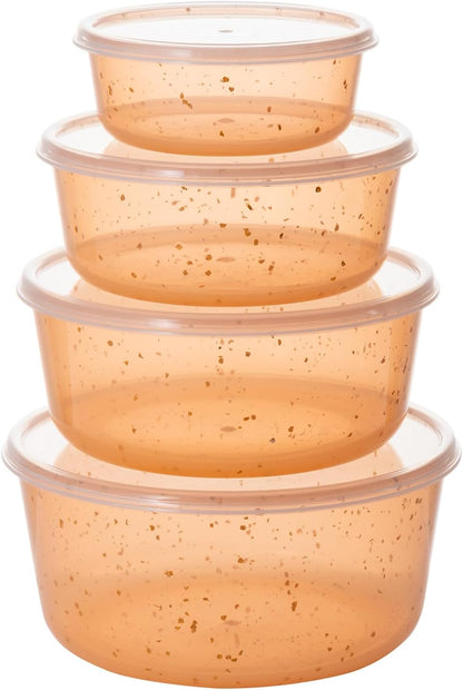 4Pcs stackable Plastic Bowls with Lids Set for Kitchen, Safe BPA Free Non Toxic Serving Bowl Bowls small