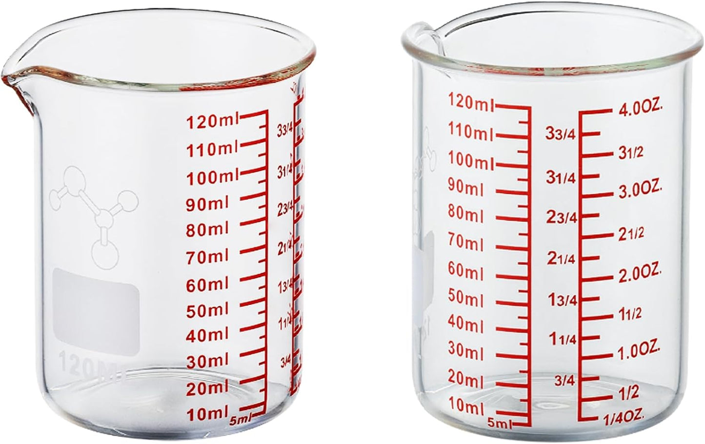 Ackers Mini Glass Measuring Beaker Set, Borosilicate, 2oz 4oz 8oz Measuring Cups