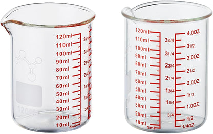 Ackers Mini Glass Measuring Beaker Set, Borosilicate, 2oz 4oz 8oz Measuring Cups