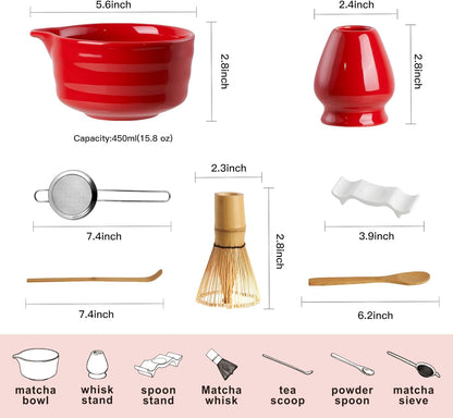 YOLIFE Matcha Whisk Set, Black Matcha Set, Ceramic Matcha Bowl and Whisk (Chasen), Holder, Sifter, Bamboo Scoop, Spoon & Spoon Rest, 7 Pcs Matcha Kit for Matcha Tea Ceremony