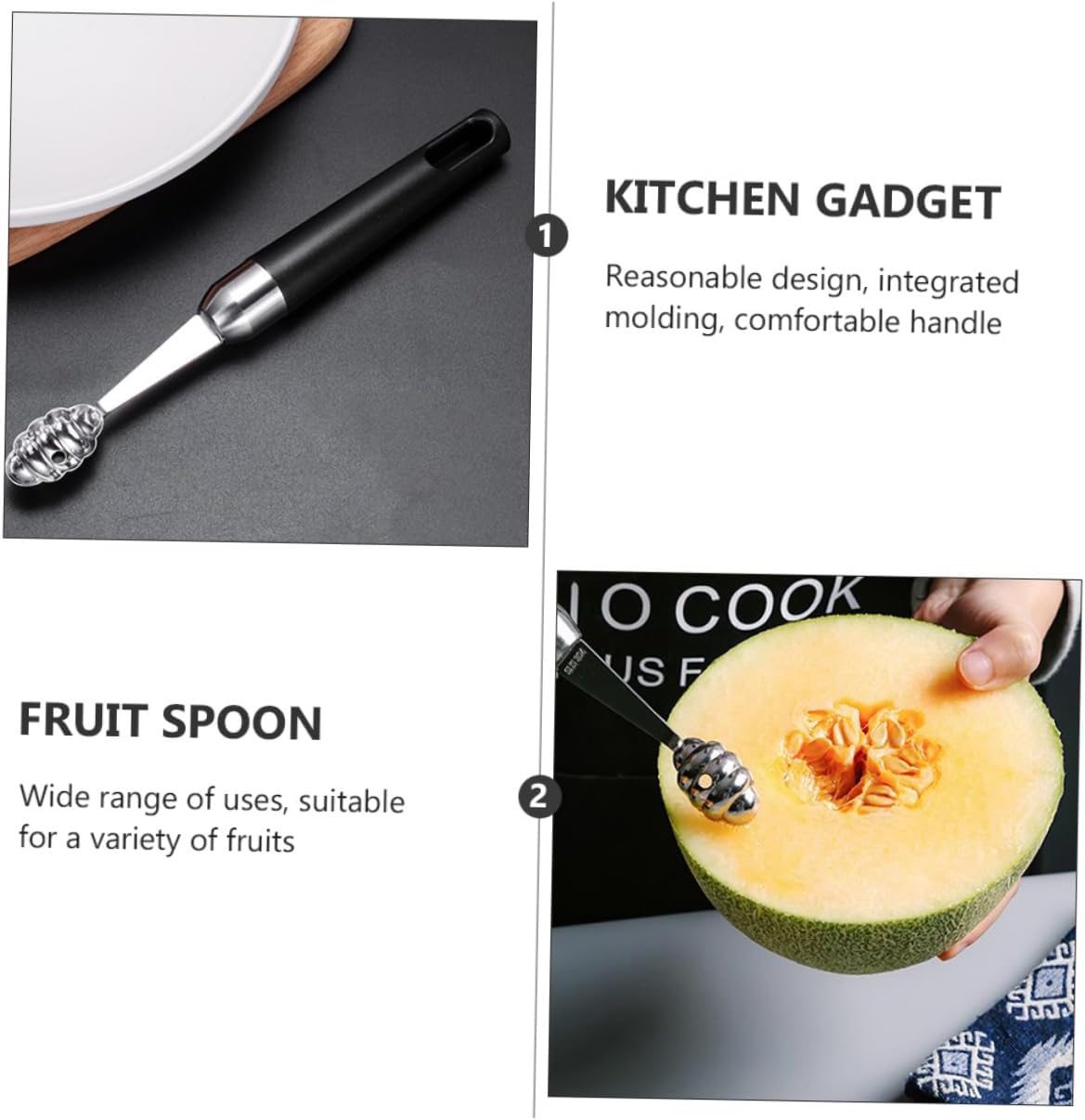 MAGICLULU 2pcs Candy Scoop Melon Baller Grip Handle for Fruit Ball Scoop Fruit Ball Spoon Melon Spoon Eating Tool
