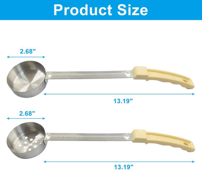 Hordion 4 Pcs Portion Control Serving Spoons Ladle Scoops, Food Measuring Ladle Utensils Proportion Manage Slotted and Unslotted Scoops for Weight Loss(Blue, 8oz)