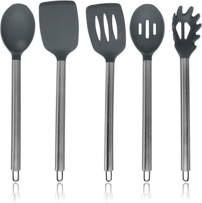 COOK WITH COLOR Silicone Cooking Utensils, Kitchen Utensil Set, Easy to Clean Silicone Kitchen Utensils, Cooking Utensils for Nonstick Cookware, Kitchen Gadgets Set, 10 Pieces, Green