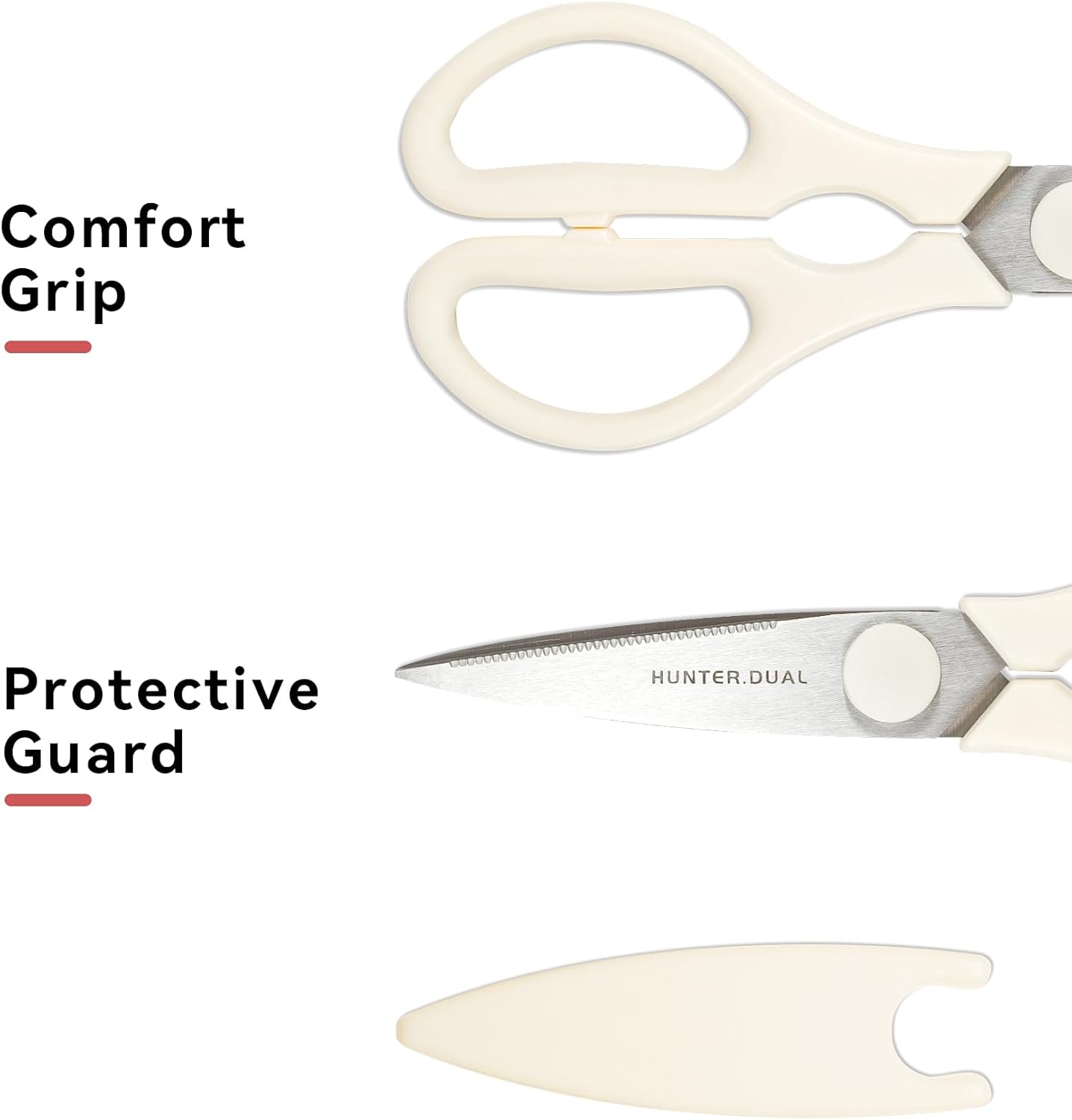 Kitchen Scissors for Food, HUNTER.DUAL Heavy Duty Come Apart Poultry Shears for Cooking, All Purpose for Cutting Chicken, Meat, Fish & Vegetables (Black, 8.26 Inch)