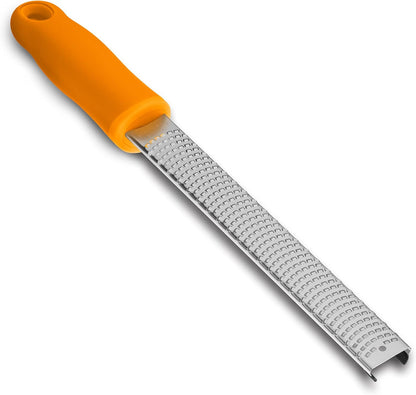 Lemon Zester, Stainless Steel Kitchen Cheese Grater, Plastic Cover Ergonomic Soft Black Handle