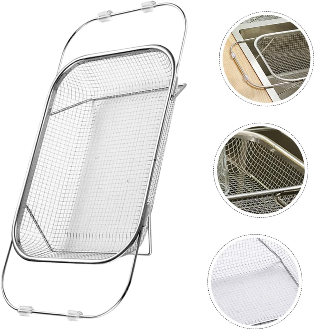 Kichvoe Extendable Stainless Steel Sink Drain Basket Retractable Kitchen Strainer for Food Vegetables and Utensils Large Capacity Reusable Drainer with Drainage Fits Various Sink