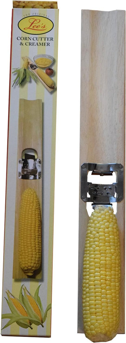 Lee's Original Wooden Corn Cutter and Creamer = Best Corn Tool For Removing Corn From The Cob
