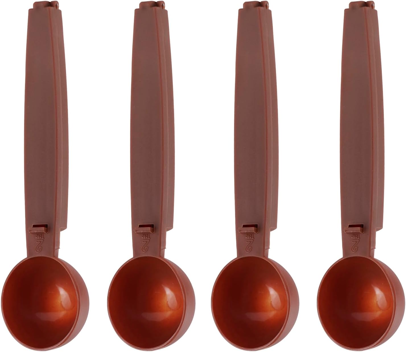 Coffee Scoops with Bag Clip,Coffee Scoops For Ground Coffee 2 Tbsp (30ml) Long Handle Tablespoon Measuring Spoons Multifunctional Plastic Scoops For Measuring Coffee,Drinks (4 Pack,Brown)