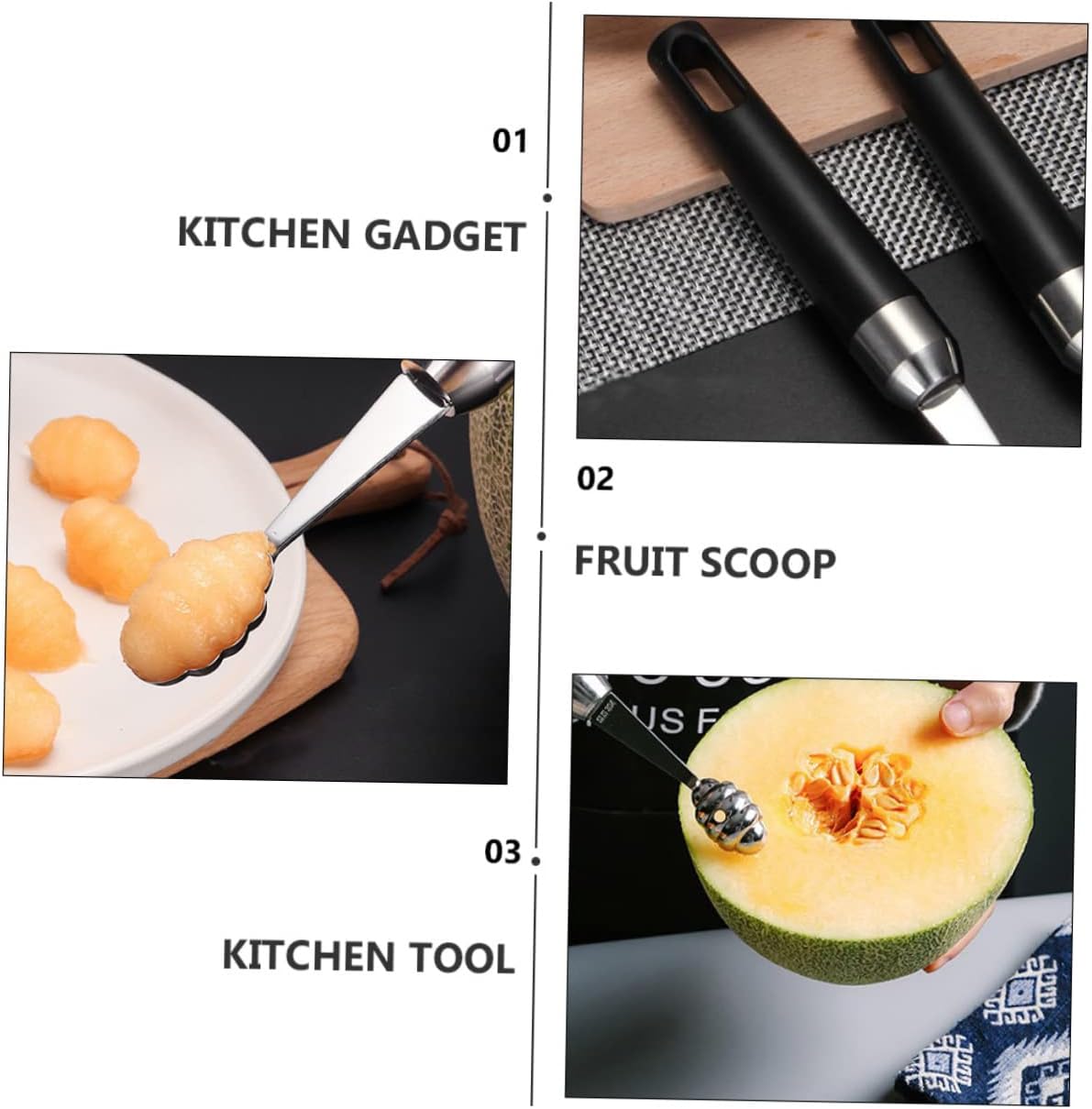 MAGICLULU 2pcs Candy Scoop Melon Baller Grip Handle for Fruit Ball Scoop Fruit Ball Spoon Melon Spoon Eating Tool