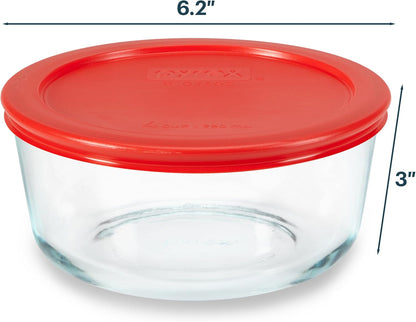 Pyrex Simply Store Glass Food Storage Container, Snug Fit Non-Toxic Plastic BPA-Free Lids, Freezer Dishwasher Microwave Safe, 11 Cup