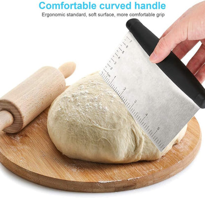 UUBAAR Bench Scraper & Chopper - 6 Inch Stainless Steel Dough Cutter with Contoured Grip, Multi-Purpose Kitchen Tool for Baking Cooking, Food Scraper Chopper & Pastry Knife