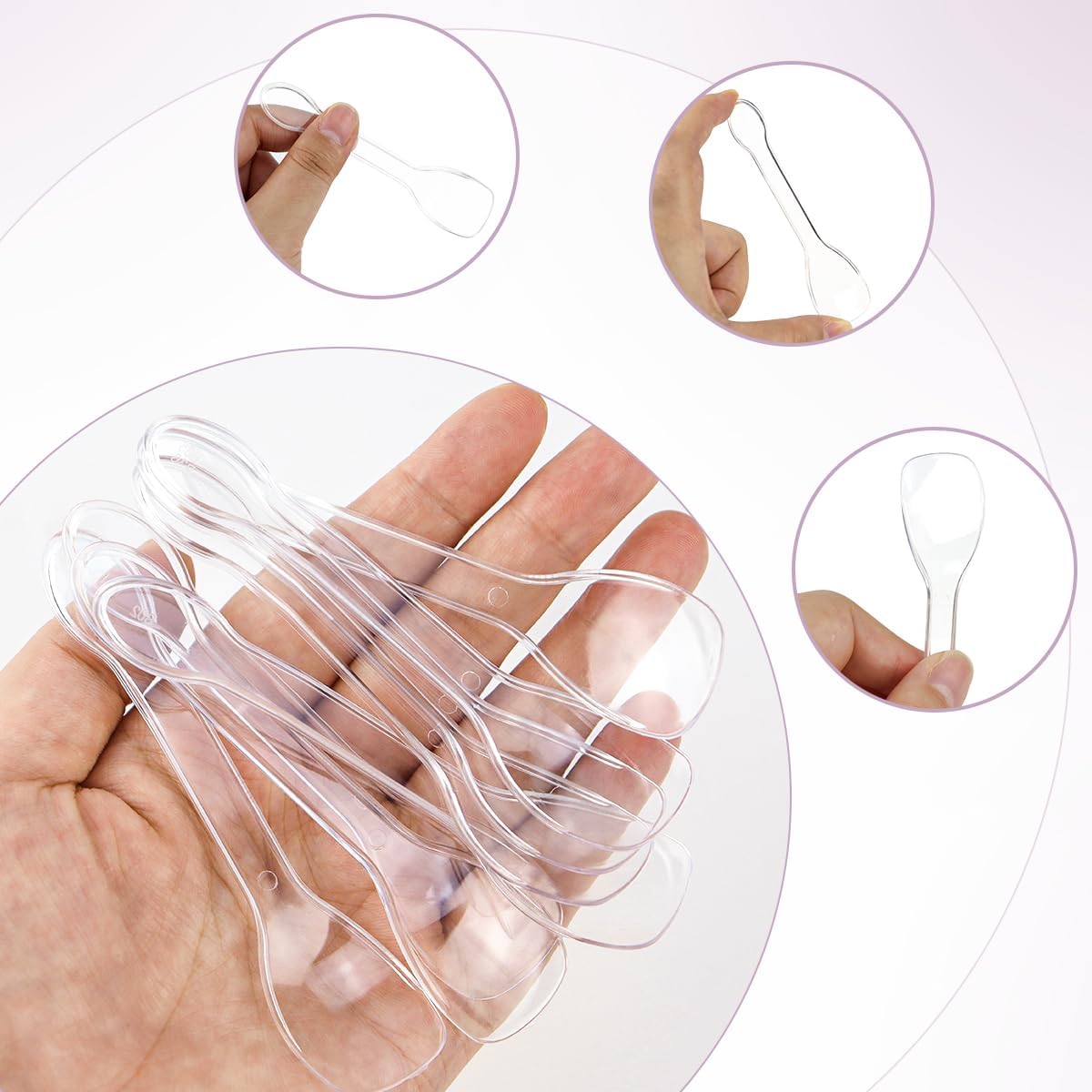 yuntop 100PCS Tasting Spoons Ice Cream Dessert Taster Spoons Plastic Mini Spoons Disposable Dessert Spoons for Miniature Dessert Cups, Sampling, Small Catering Supplies, Tasting Party (Clear)