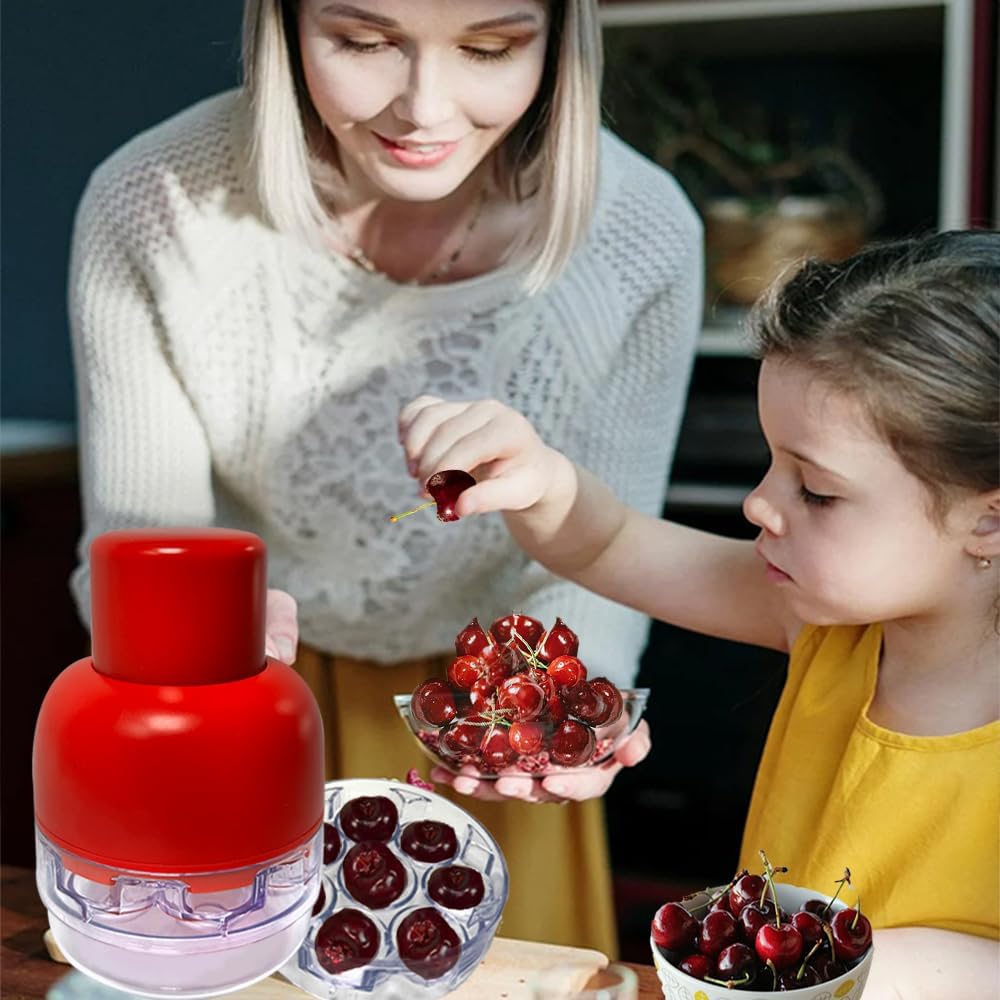 2025 Upgrade Cherry Pitter Tool，8 in 1 Cherry Seed Remover ，Quick Portable Push-Down Cherry Corer for Kitchen, Picnics