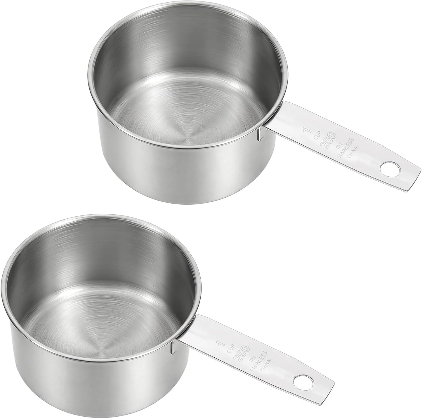 2 Pcs 1/8 Cup (30ml, 1oz) Measuring Cup, Stainless Steel Measuring Scoop Coffee Scoops Small Metal Measure Cups Tablespoon for Wet and Dry Ingredients, Metric and US Measurement, Dishwasher Safe