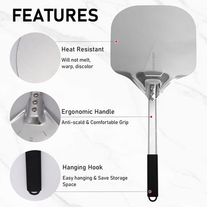 Perforated Pizza Peels 6 INCH pizza spatula paddle Long Handle Metal Pizza Spatula for Indoor and Outdoor (6 Inch)