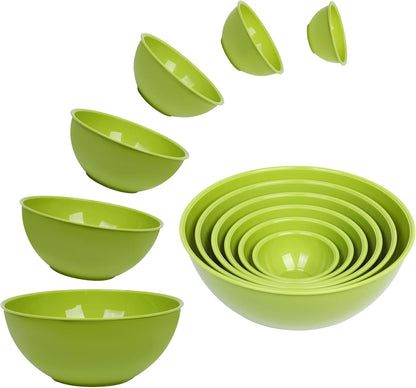 BoxedHome BPA Free Plastic Round Mixing Bowl with Lids, 12 Pack Nesting Bowls with Lids Set, Microwave and Dishwasher Safe Prep & Serving Bowls Great for Mixing, Baking, Serving (Pink, 12pcs)