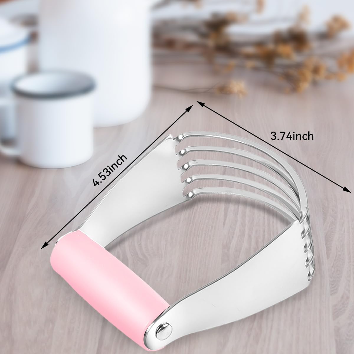 Dough Blender, Top Professional Pastry Cutter with Heavy Duty Stainless Steel Blades, Large Size, Pink