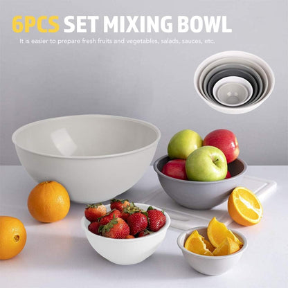 BoxedHome BPA Free Plastic Round Mixing Bowl with Lids, 12 Pack Nesting Bowls with Lids Set, Microwave and Dishwasher Safe Prep & Serving Bowls Great for Mixing, Baking, Serving (Pink, 12pcs)