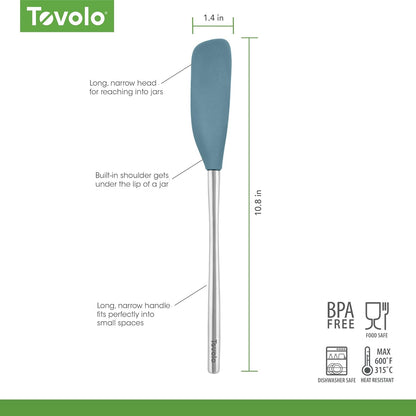 Tovolo Flex Core Silicone Spatula Spoonula Set of 2 for Non Stick Cast Iron Cooking & Baking, Dishwasher Safe Heat Resistant BPA Free Long Stainless Steel Handle Kitchen Utensil, Charcoal Gray