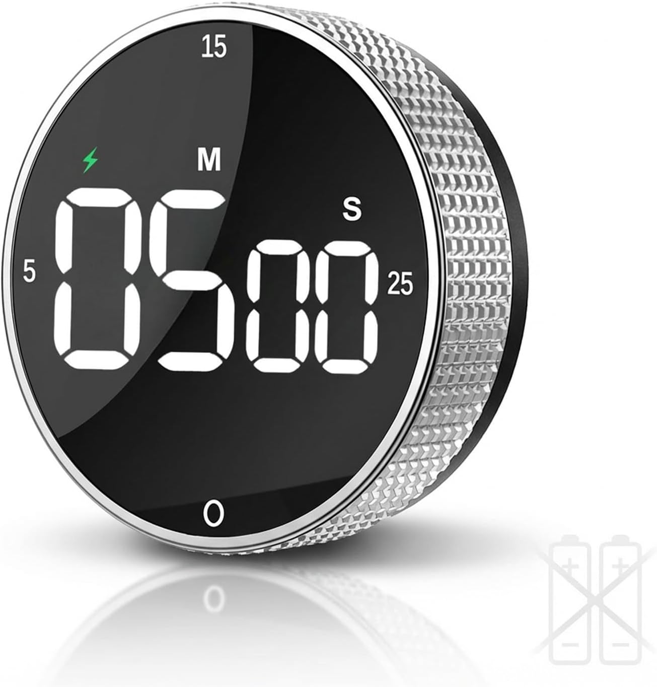 Rechargeable Magnetic Kitchen Timer, LED Countdown/Count-Up Timer, Supports USB-C Charging, with Loud Alarm, 3 Preset Quick Times (5/15/25m), Perfect for Kitchen Cooking, Studying, and Fitness