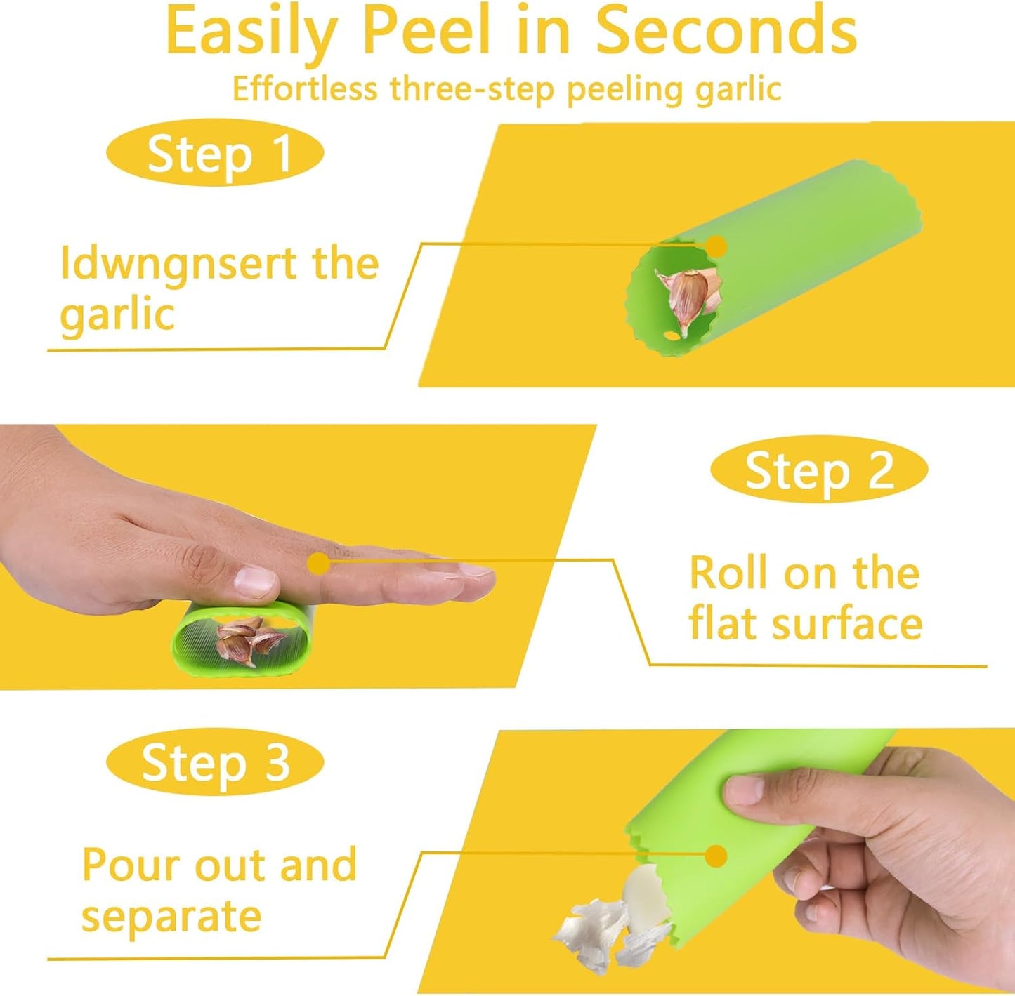 Stainless Steel Garlic Press Rocker Set - Heavy Duty Garlic Mincer, Crusher & Chopper with Silicone Peeler, Scraper & Cleaning Brush - Effortless Smasher and Grinder Tool for Easy Kitchen Prep (Green)