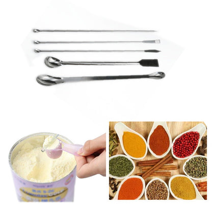 1 Set Stainless Steel Micro Lab Sampling Scoop Spatulas Combination Reagent Spoon Laboratory Supplies (Pack of 5)
