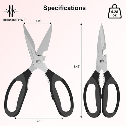 8" Detachable Kitchen Scissors – Heavy-Duty Japanese SUS420J2 Stainless Steel, Multi-Function Shears for Food Prep, Herb Cutting & More | Easy to Clean, Dishwasher Safe