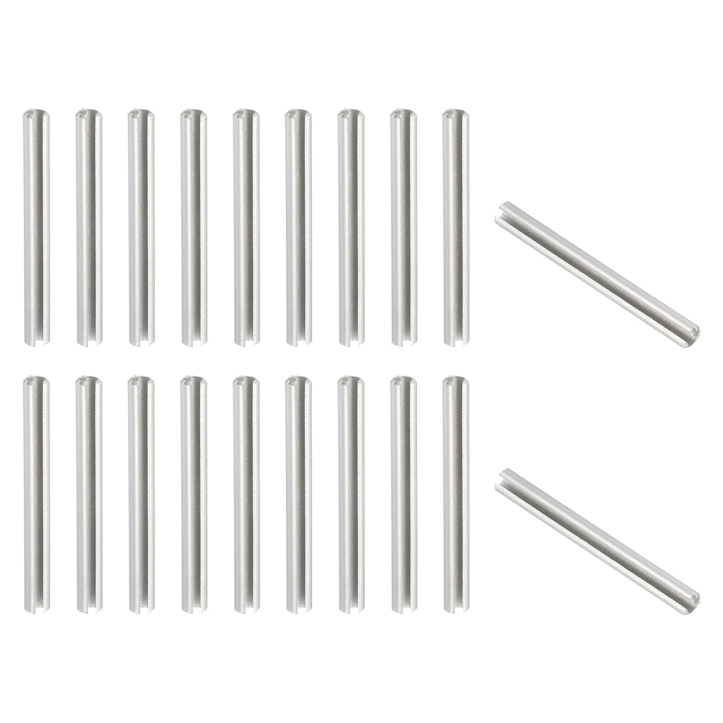 PATIKIL Slotted Spring Pin, 50 Pcs 1/8" x 3/4" (3.2mm x 20mm) 304 Stainless Steel Split Roll Pins Spring Dowel for Home Improvement Automotive Machine Repair, Silver - Colors A