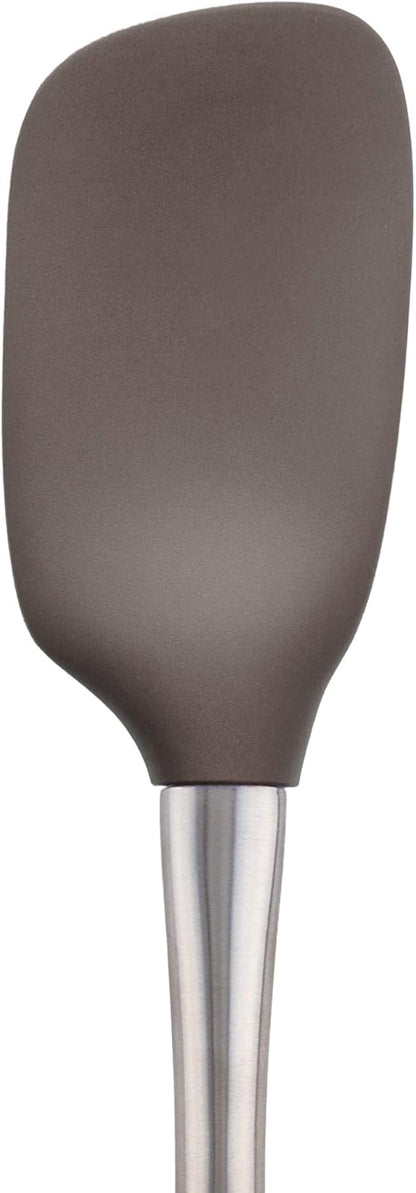 Tovolo Flex Core Silicone Spatula Spoonula Set of 2 for Non Stick Cast Iron Cooking & Baking, Dishwasher Safe Heat Resistant BPA Free Long Stainless Steel Handle Kitchen Utensil, Charcoal Gray