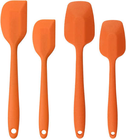 Silicone Spatulas Set of 6, Rubber Spoon Spatula Heat Resistant Spoonula One Piece Design Seamless Spatula Non-Stick Scrapers Baking Mixing Tool (Black)