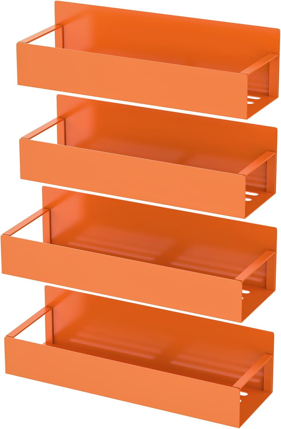 HuggieGems Metal 4 Pack Magnetic Spice Storage Rack Organizer for Refrigerator and Oven, Black Fridge Organizers and Storage, Metal