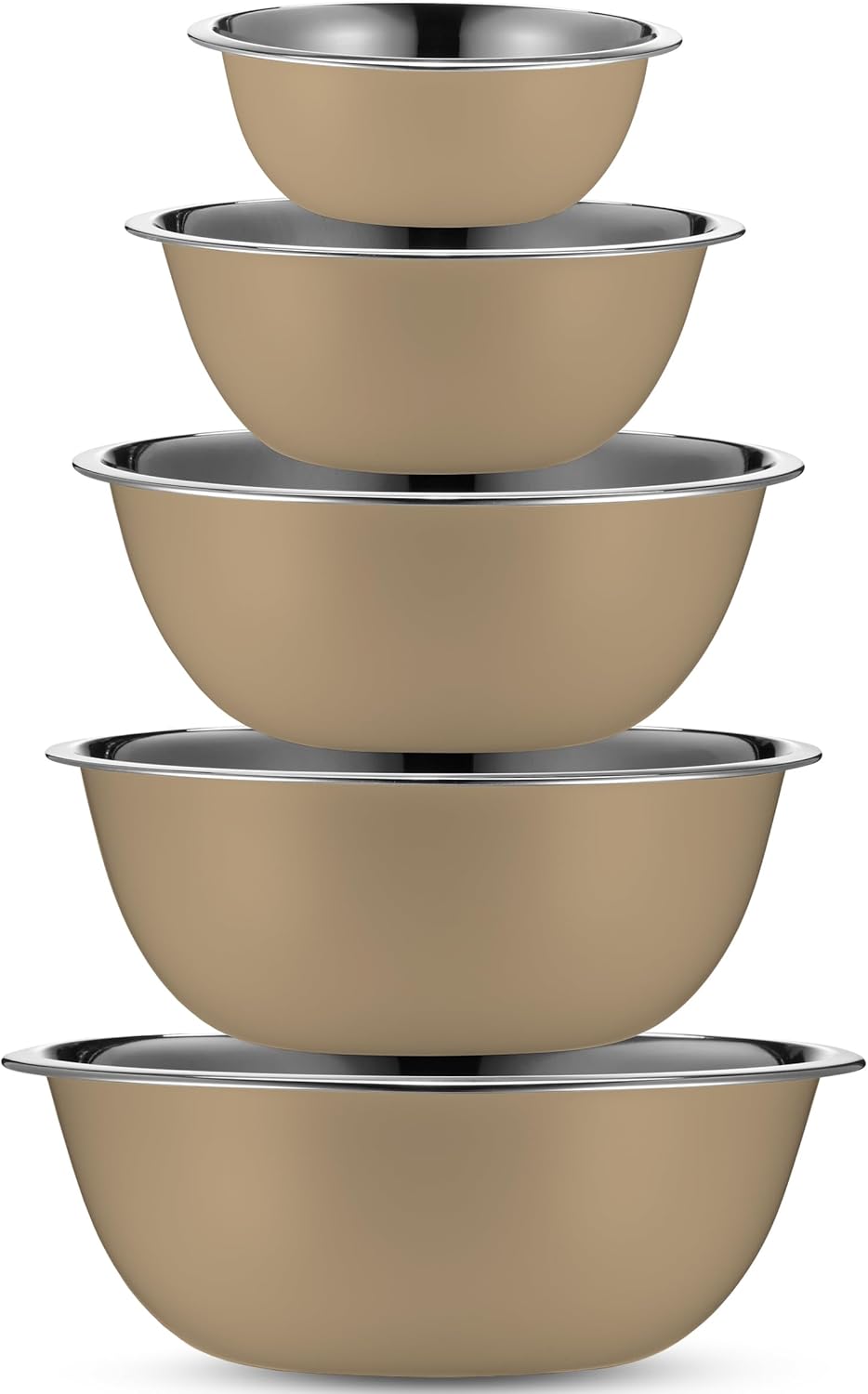 WHYSKO Meal Prep Stainless Steel Mixing Bowl (5-Piece Set) Home, Refrigerator, and Kitchen Food Storage Organizers | Ecofriendly, Heavy Duty, No Lids