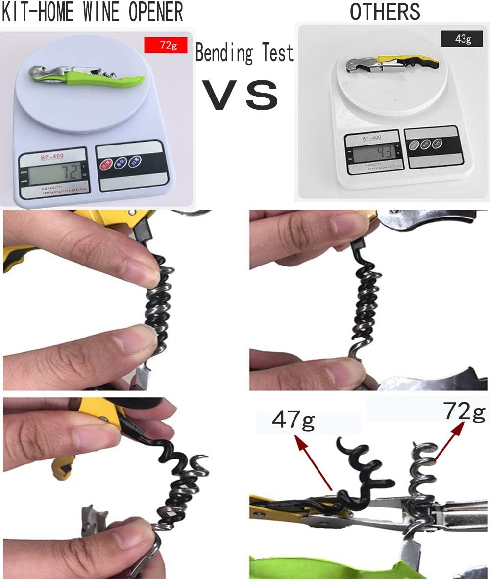 Kit-Home Professional Waiter Corkscrew Wine Openers Set (4 PCS),Upgraded with Heavy Duty Stainless Steel Hinges Wine Key for Restaurant Waiters, Sommelier, Bartenders