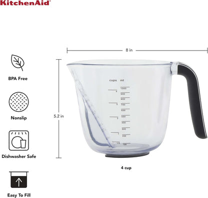 KitchenAid KQ298OSOBA Gourmet Set of 3 Measuring Jugs, Onyx