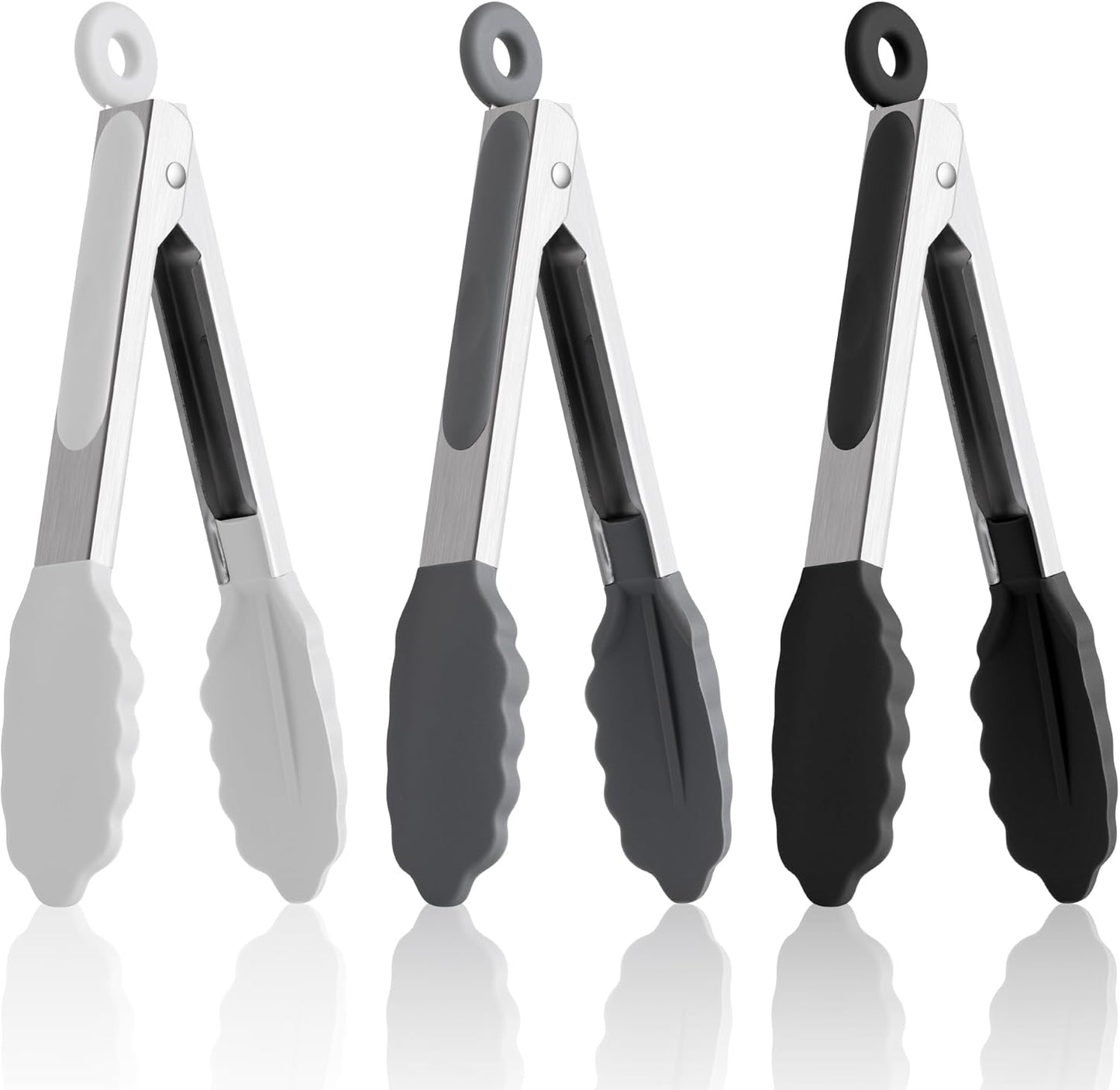 Kitchen Tongs Set of 3, Cooking Tongs with Silicone Tips, Non-Stick Non-Scratch Heat Resistant Tongs for Grilling Cooking BBQ Salad Serving (Multicolor, 7/9/12 Inch)
