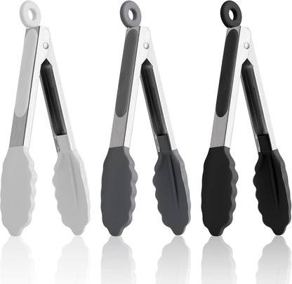Kitchen Tongs Set of 3, Cooking Tongs with Silicone Tips, Non-Stick Non-Scratch Heat Resistant Tongs for Grilling Cooking BBQ Salad Serving (Multicolor, 7/9/12 Inch)