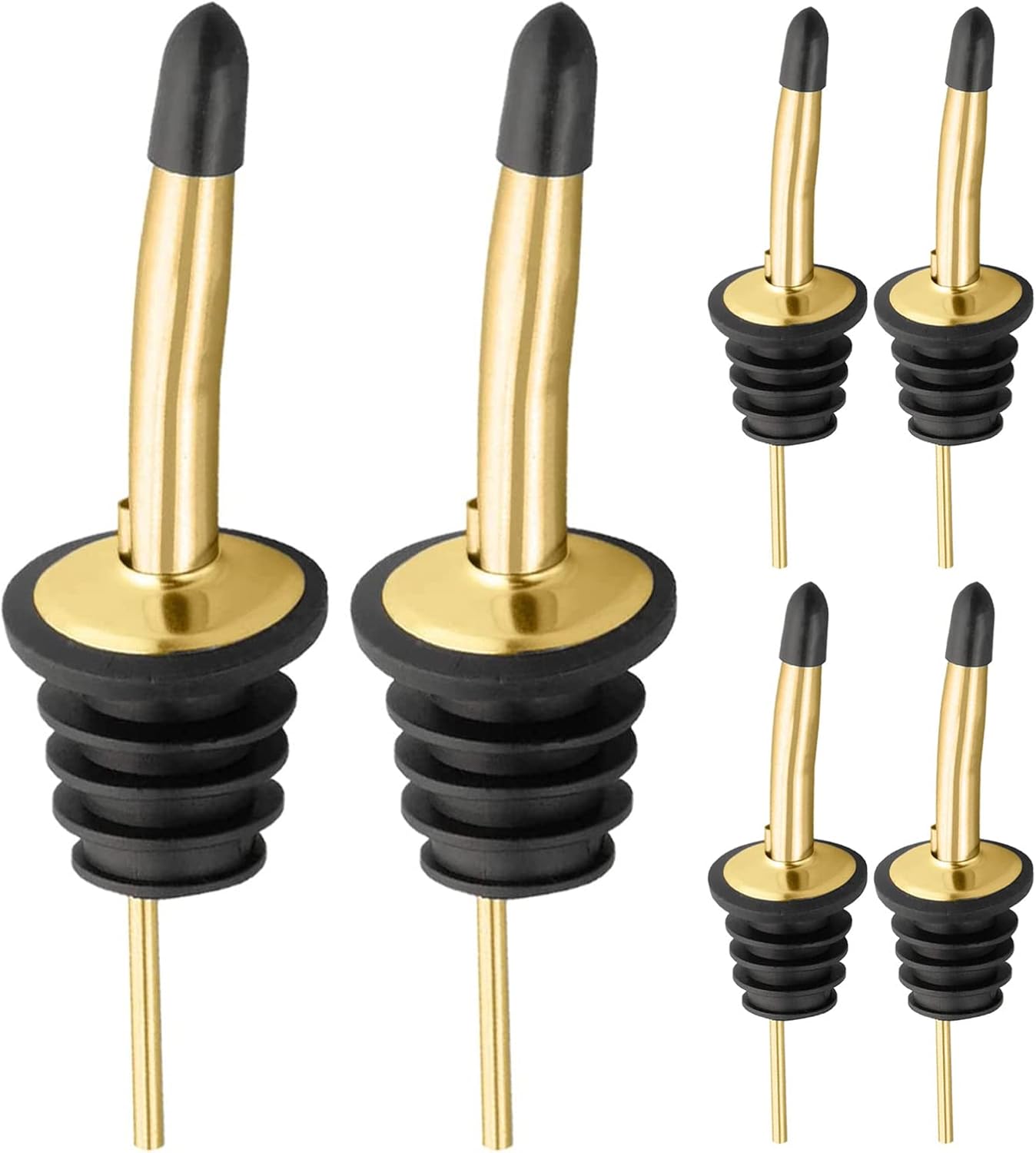 Pafusen 6 Pack Liquor Bottle Pourers, Liquor Pour Spout for Liquor Bottles, Stainless Steel Olive oil Dispenser Spout, Alcohol Pourer Spouts Dust Caps Covers Fixed, Sliver