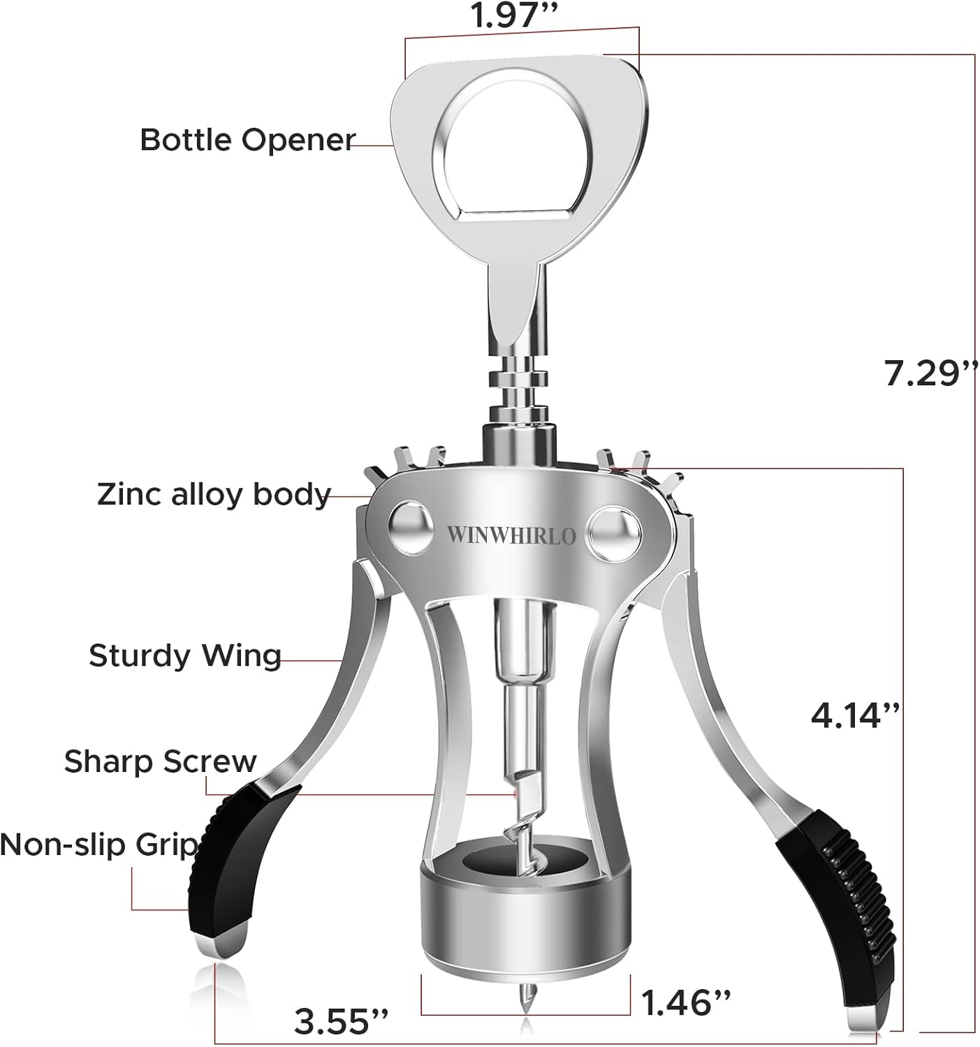 Wine Bottle Opener Gift Set, Zinc Alloy Wing Corkscrew with Vacuum Stopper & Aerator Pourer, Multifunctional Wine Corkscrew for Kitchen, Bar, Party, Camping, BBQ, Wedding, Dinner Gathering